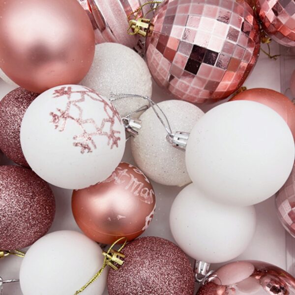 50 Count Rose Gold and White Decorative Christmas Ornaments